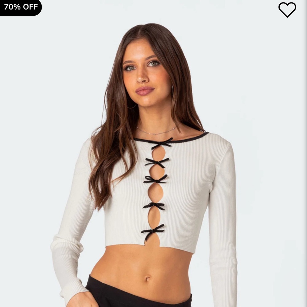 Edikted White and Black Cutout Top